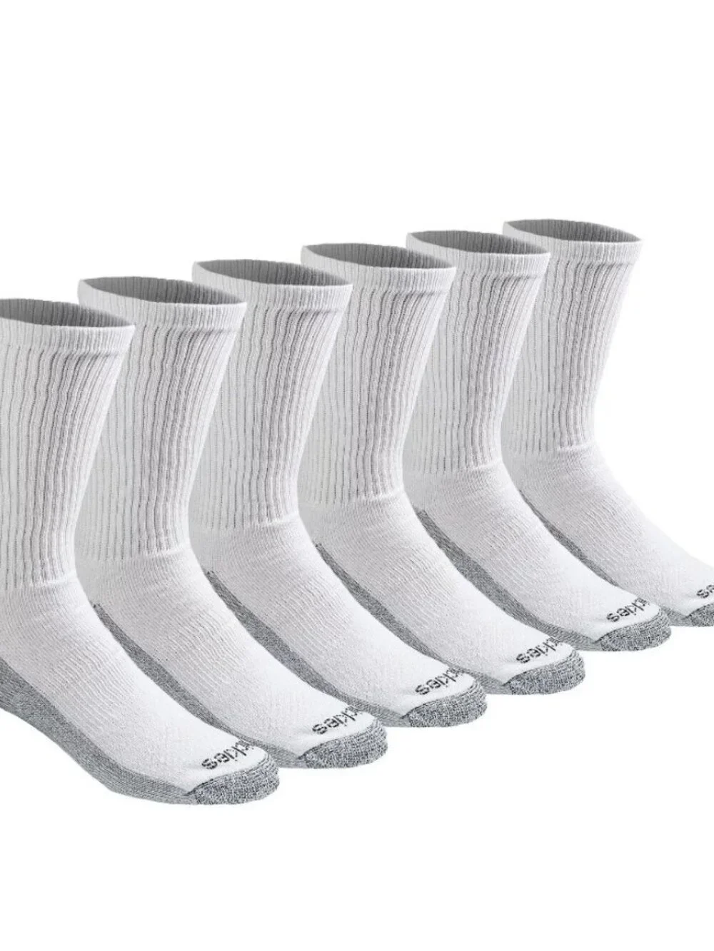 NEW Dickies Men's Dri-Tech Moisture Control Crew Socks 6 Pack Size XL White Soft